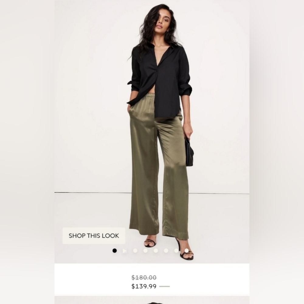 ‼️Pull-On Wide-Leg Silk Pants